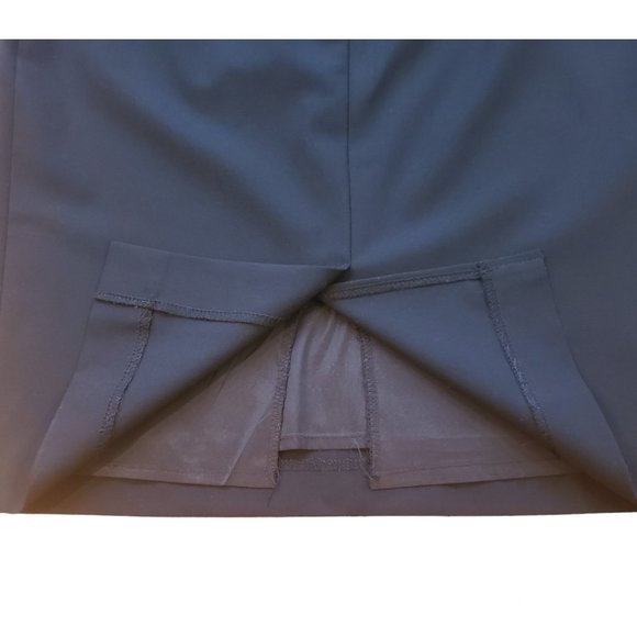 Le Chateau Black Stretch Pencil Skirt  Midi Length Belted Accent- Size 3/4 - Picture 5 of 11